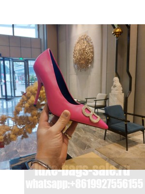 Balenciaga Crystal BB Logo 85mm Calfskin leather Pink Pumps 2022