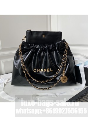 Chanel 22 handbag AS4486 2024 Cruise Shiny Calfskin & Gold-Tone Metal Black