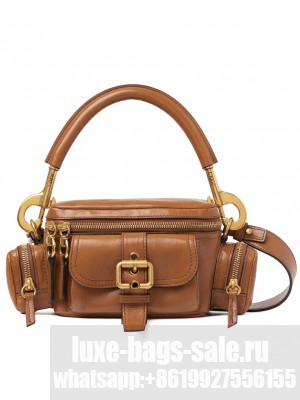 Chloe Small Camera Bag In Shiny Leather Coffee