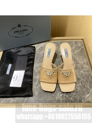 Prada 6.5cm Plexiglas Sandals Mule 2022 Collection,Beige