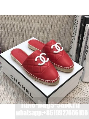 Chanel Quilted Lambskin Flat Espadrilles Red Spring/Summer 2021 Collection