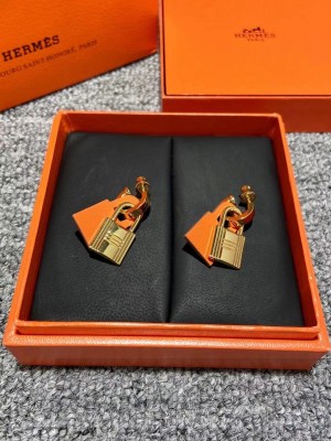 hermes lock earrings orange 2021