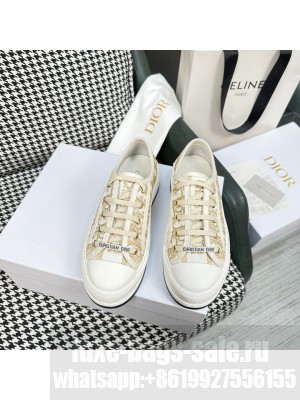 Dior Walk'n'Dior Low-top Platform Sneakers in Gold Oblique Embroidered Cotton