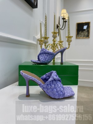 Bottega Venta  Intrecciato raffia mule stretch sandals with an elongated squared toe purple 2021 Collection
