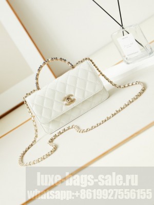 CHANEL CLUTCH WITH CHAIN Shiny Crumpled Lambskin AP3803 White