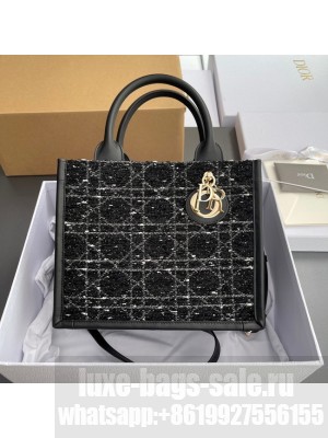 Small Dior Toujours Bag Black Cannage Tweed M1325OW