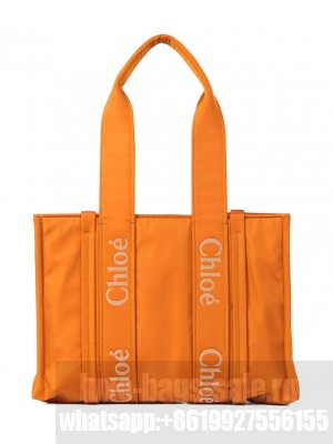 Chloe Medium Woody Tote Bag Orange