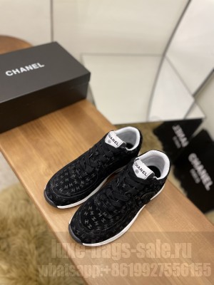 Chanel Women's G39230 Printed Suede Calfskin Sneakers 04