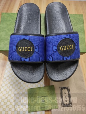 Gucci Unisex Off The Grid GG Nylon Flat Slide Sandals 2022 Collection,Blue