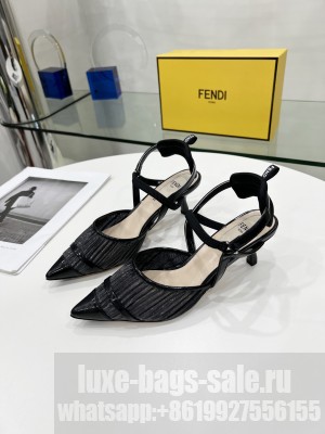Fendi Colibri Slingback in Black Mesh 55mm 2022 Collection