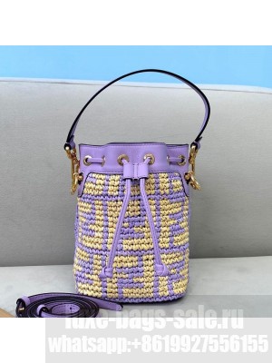Fendi Raffia Mon Tresor Mini Bucket Bag Purple  2021 Collection