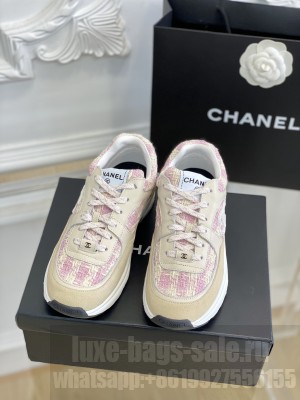 Chanel Tweed & Leather Sneakers G38299 Pink 2023