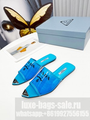 Prada TPU Flats Transparent Slides 2022 Collection Blue