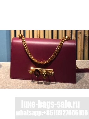 Alexander Mcqueen Jewelled Satchel Bag Smooth Calf Leather Dark Rose