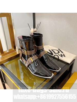 Fendi FFrame Black Neoprene Ankle Boots 
