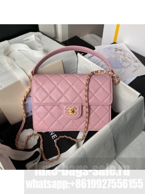 Chanel FLAP BAG WITH TOP HANDLE AS6261 pink