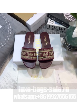 Dior Dway Slide Burgundy Embroidered Cotton 2023 Collection 07