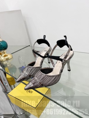 Fendi Colibri Slingback in Gray Mesh 85mm 2022 Collection