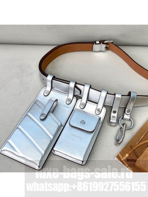Fendi FF Leather Multi-accessory Pocket Belt Bag Silver  2021 Collection