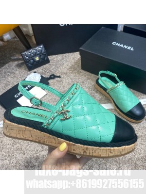 Chanel Quilted Lambskin Slingback Espadrilles Light Blue Spring/Summer 2021 Collection
