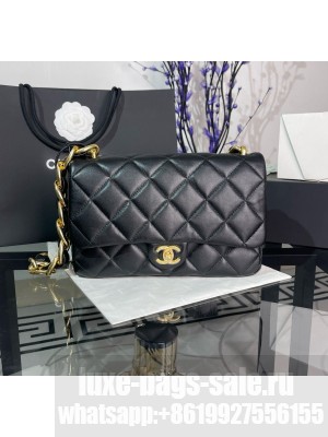 CHANEL MEDIUM FLAP ORIGINAL LEATHER BAG AS3215 Black