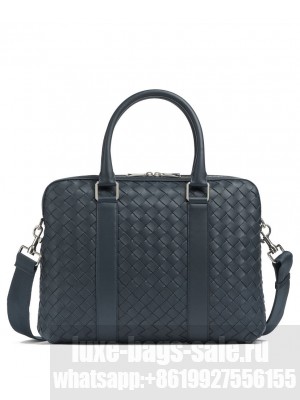 Bottega Veneta Slim Classic Intrecciato Briefcase 690702 Dark Blue
