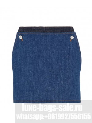 Fendi Women's Two-tone Denim Shorts Dark Blue