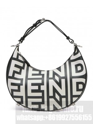 Fendi Fendigraphy Small Two-tone printed leather Fendi Roma Capsule Bag 8BR798 Black