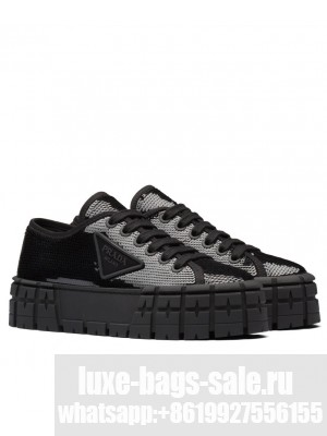 Prada Women's Double Wheel Sequin Sneakers Black