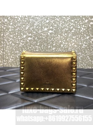 VALENTINO Garavani Rockstud Calfskin Clutch WP0P86R Brass