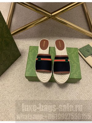 Gucci GG Matelassé Espadrilles Slides Sandals Black Canvas 2021 Collection 