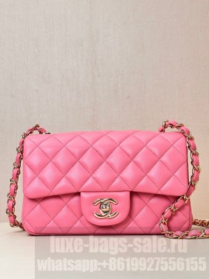 Chanel MINI CLASSIC HANDBAG Lambskin & Gold-Tone Metal A69900  Fuchsia