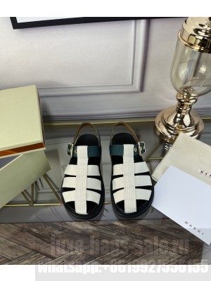 Marni Fussbett White/Green canvas-strap sandals 2022 Collection