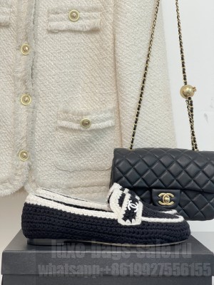 Chanel Crochet Flat Loafers Black 2023