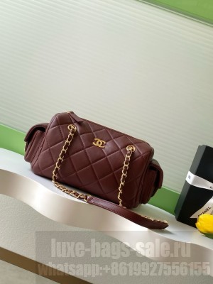 Chanel Lambskin Bowling Bag AS5791 burgundy