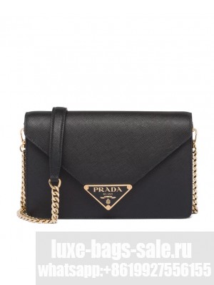 Prada Saffiano Leather Shoulder Bag Black