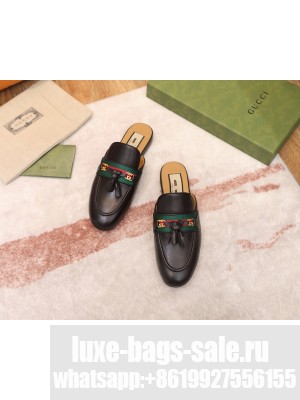 Gucci Leather Slipper with Tassels Black 2021 Collection