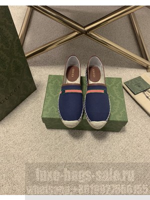Gucci Women's embroidered espadrille Blue 2021 Collection 