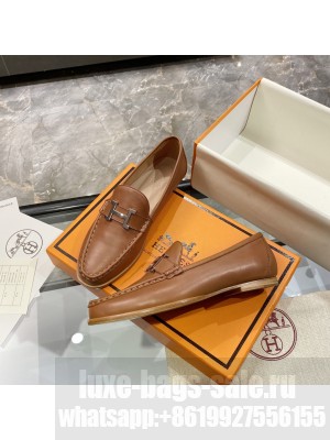 Hermes signature "H" Flat loafer Brown 2021 Collection