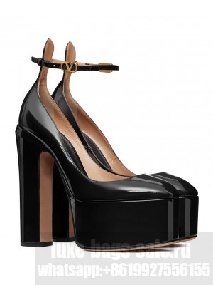 Valentino Garavani Tan-Go Platform Pump In Patent Leather 155mm Black