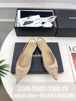Chanel Patent Calfskin Flat Slingbacks with CC Heart Nude G46072 2025 Collection