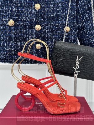 FERRAGAMO Elina X5 suede sandals 2024 Red