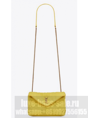 SAINT LAURENT PUFFER TOY BAG IN CANVAS AND SMOOTH LEATHER 620333 JAUNE CITRON
