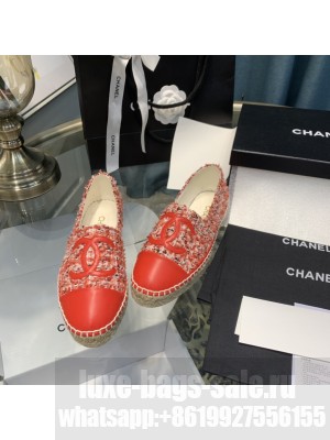 Chanel Tweed Espadrilles Red 2021 Collection