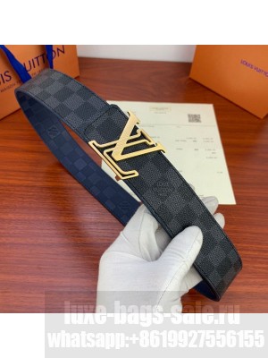 Louis Vuitton Damier Reversible Belt 40mm with Gold LV Buckle 07 Collection