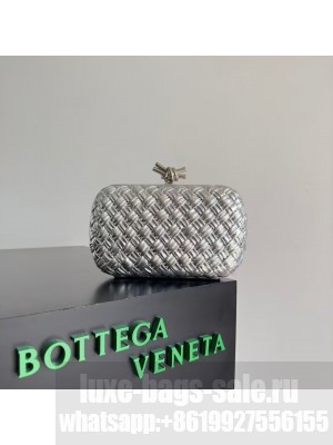 Bottega Veneta Intrecciato Sheepskin Impero Ayers Knot Clutch 11355 Silver