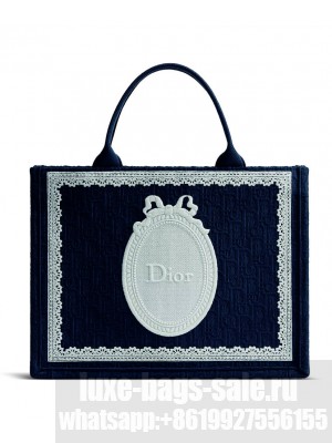 Christian Dior Small Book Tote Handbag M1354 Dark Blue