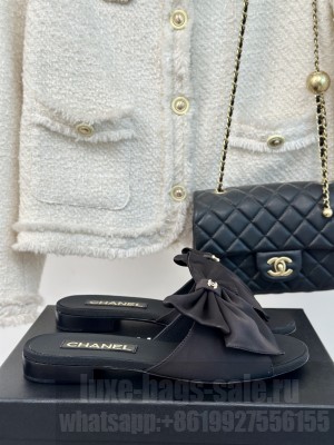 Chanel Satin Bow Flat Black 2024