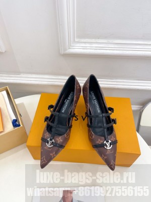 Louis Vuitton 5.5cm Patent calf leather 6AM Pumps Monogram Brown 2025