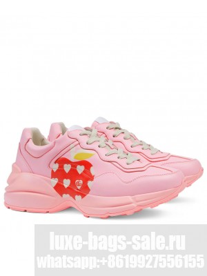 Gucci Unisex Rhyton Series Heart Apple Sneakers Pink